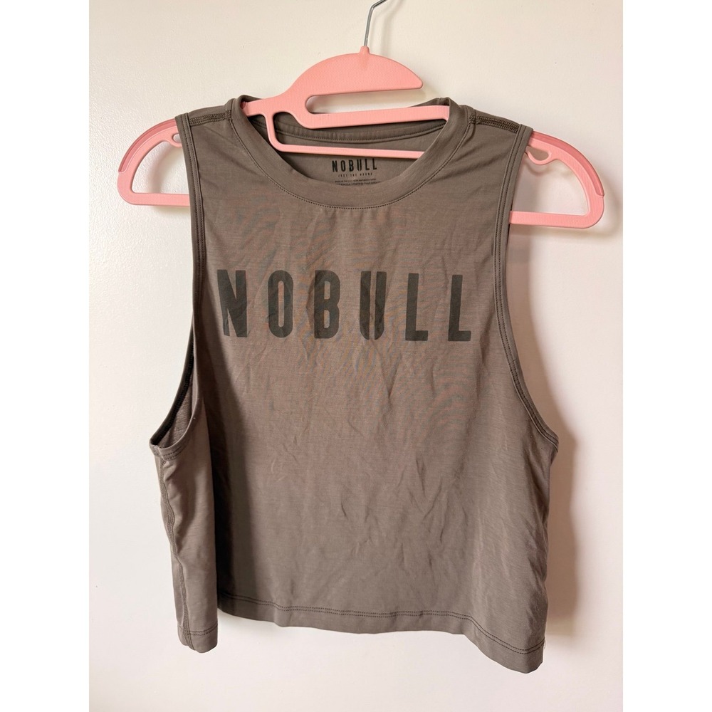 NOBULL muscle crop tank brown green women's small